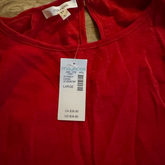 Maurice’s ladies large red dress shirt with slits in the arms & buttons on cuff. - Picture 3 of 3